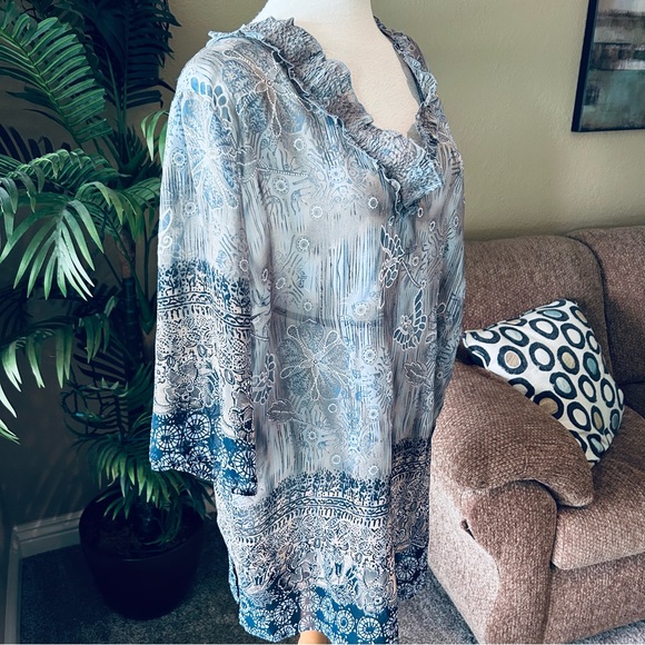 Maggie Barnes plus size semi sheer tunic top - Picture 1 of 5